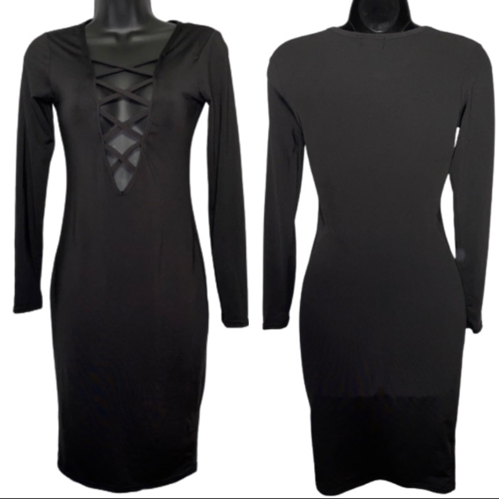 NWOT ALLEGRACE Black Bodycon Dress Size Small